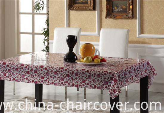 PVC Material Transparent Tablecloth with Printed Pattern and Waterproof Oilproof Feature